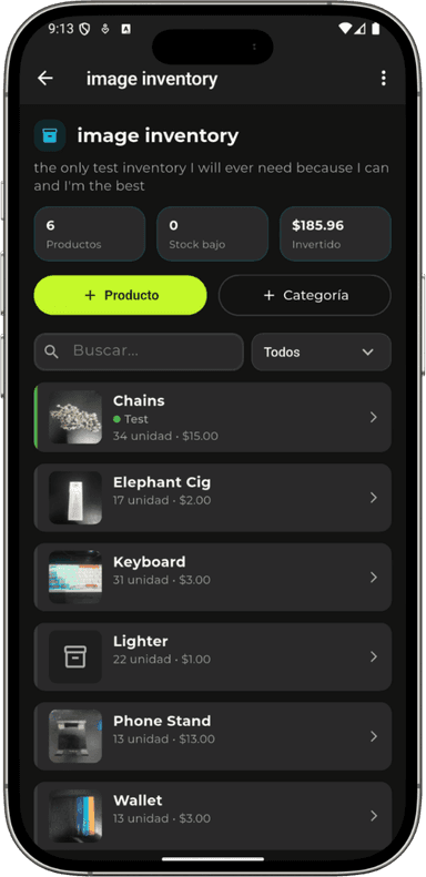 Pantalla de catálogo de productos BazarMio